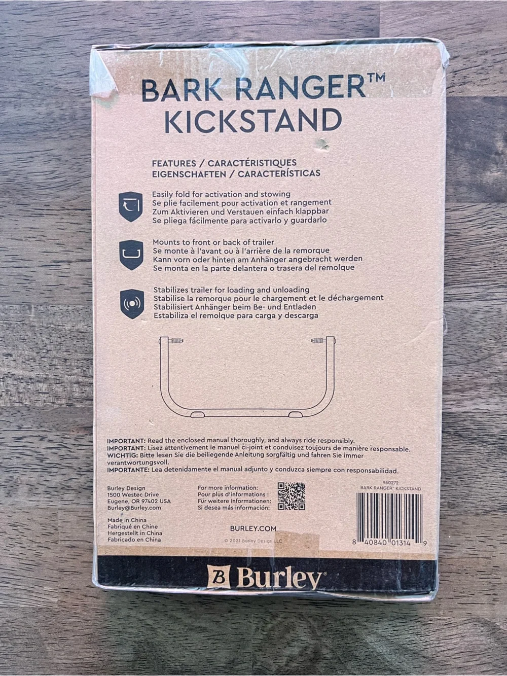 Burley Bark Ranger Kickstand Standard Pet Bike Trailer Accessory NEW unopened